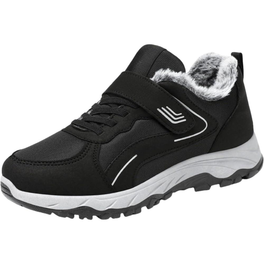 image:imageGenerisch Bottes de randonne lgres pour femme Chaussures dhiver impermables avec doublure chaude Semelles antidrapantes Bottines dcontractes lacets confortables ChaussuresNoir