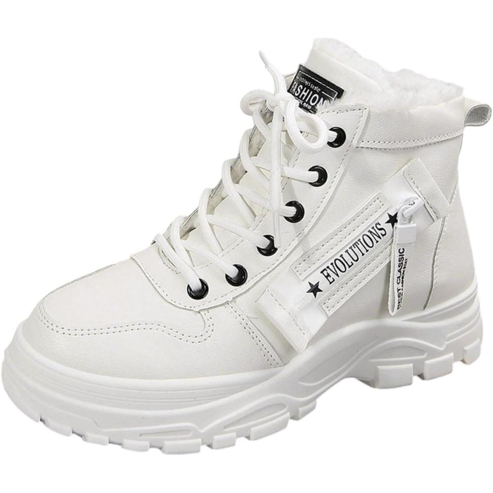 image:imageGenerisch Bottines dhiver pour femme avec semelle paisse en polaire chaussures tendance chaudes et confortablesBlanc