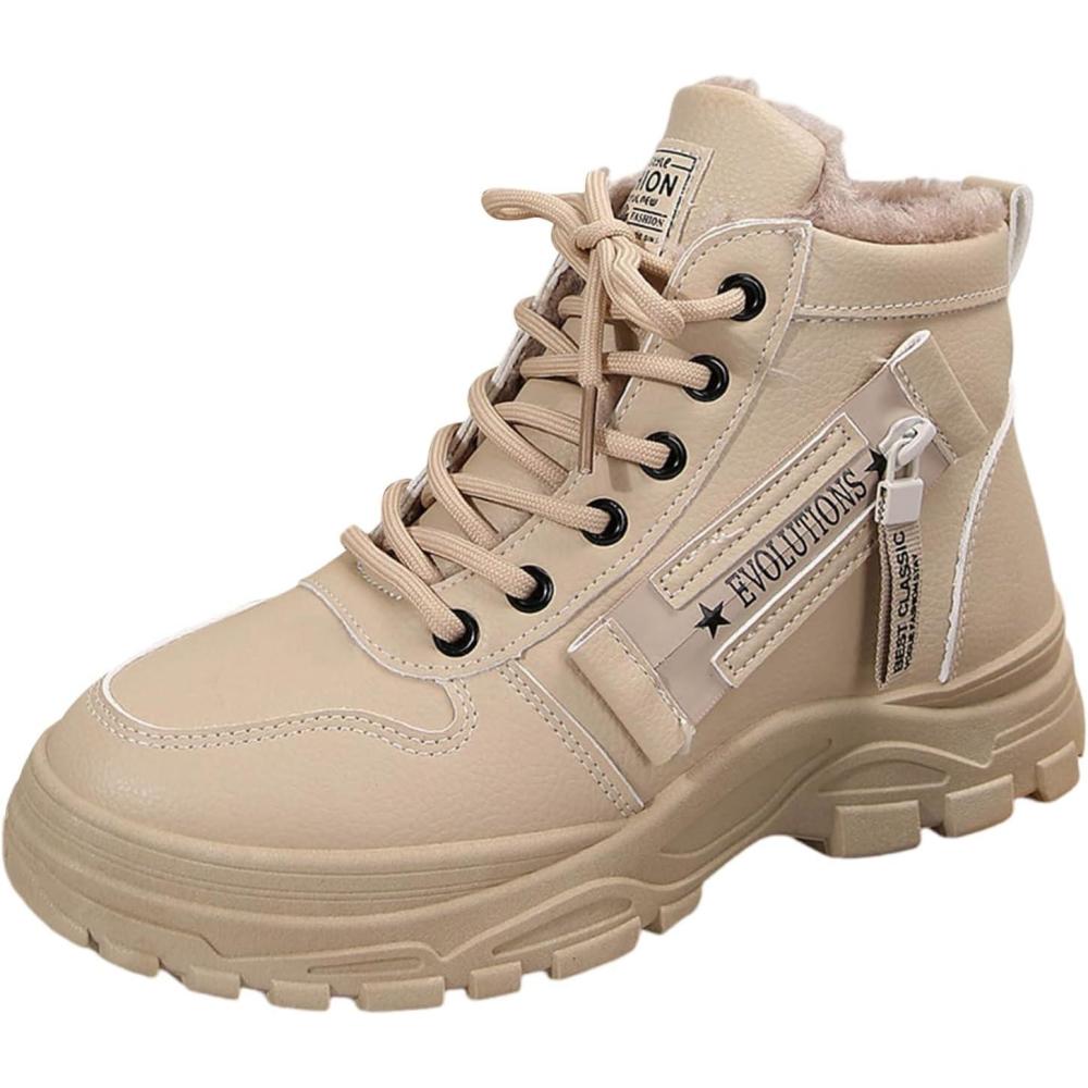 image:imageGenerisch Bottines dhiver pour femme avec semelle paisse en polaire chaussures tendance chaudes et confortablesKaki