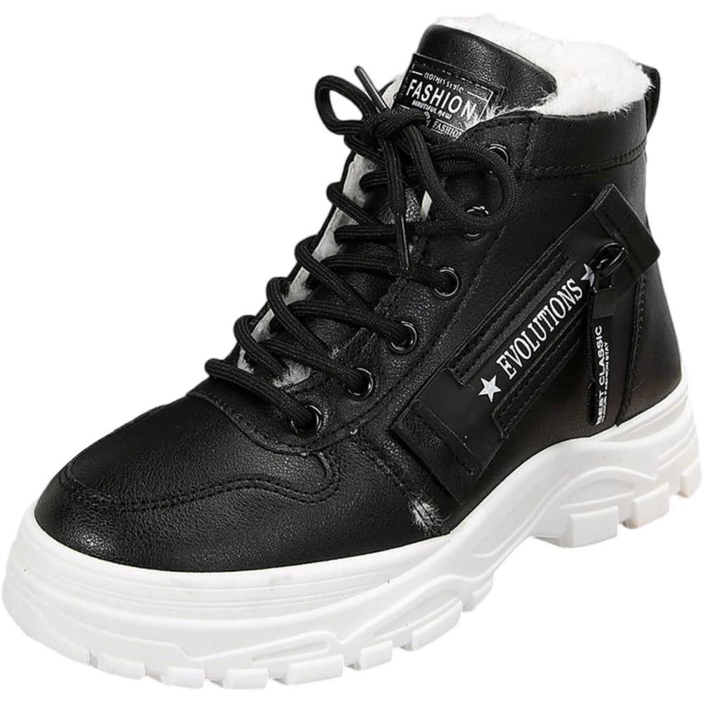 image:imageGenerisch Bottines dhiver pour femme avec semelle paisse en polaire chaussures tendance chaudes et confortablesNoir