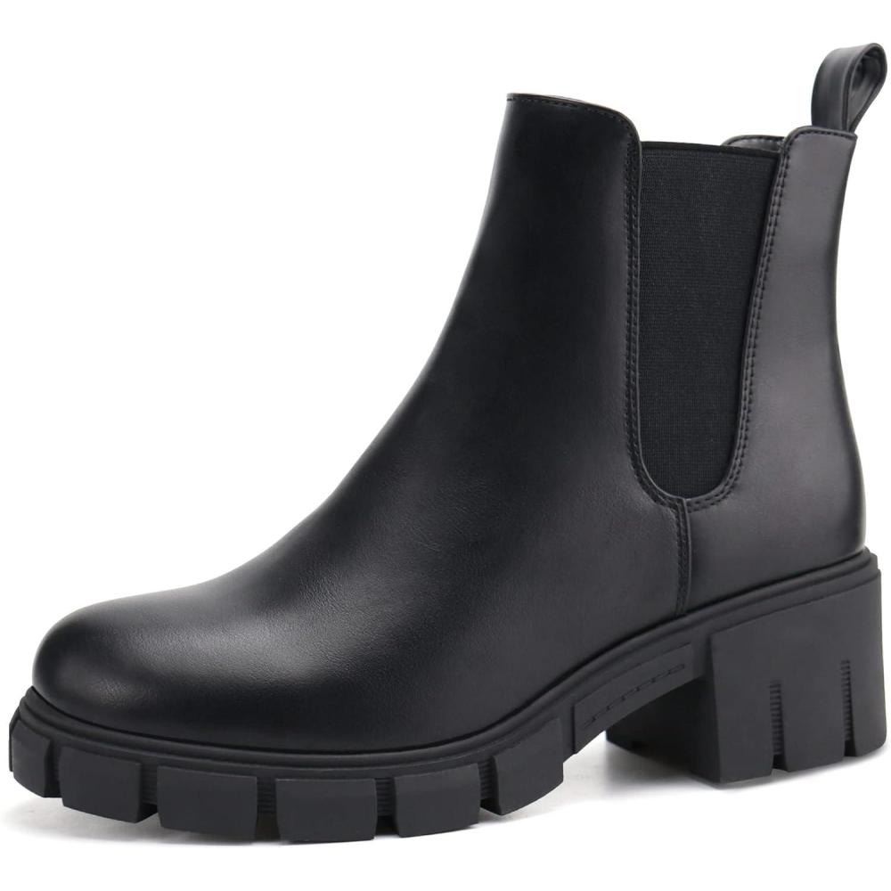 image:imageJABASIC Chelsea Boots pour femmes bottes plateau lastiques glisserNoir