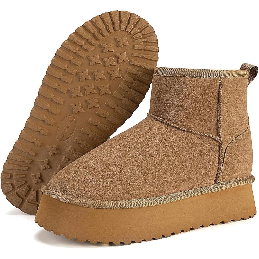 image:imageMishansha Bottes de Neige Femme Doubles Bottines dhiver Chaudes Antidrapantes Chaussures dhiver pour Femme Tailles 3642Kaki