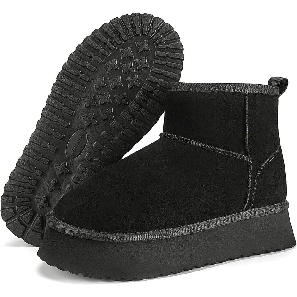 image:imageMishansha Bottes de Neige Femme Doubles Bottines dhiver Chaudes Antidrapantes Chaussures dhiver pour Femme Tailles 3642Noir