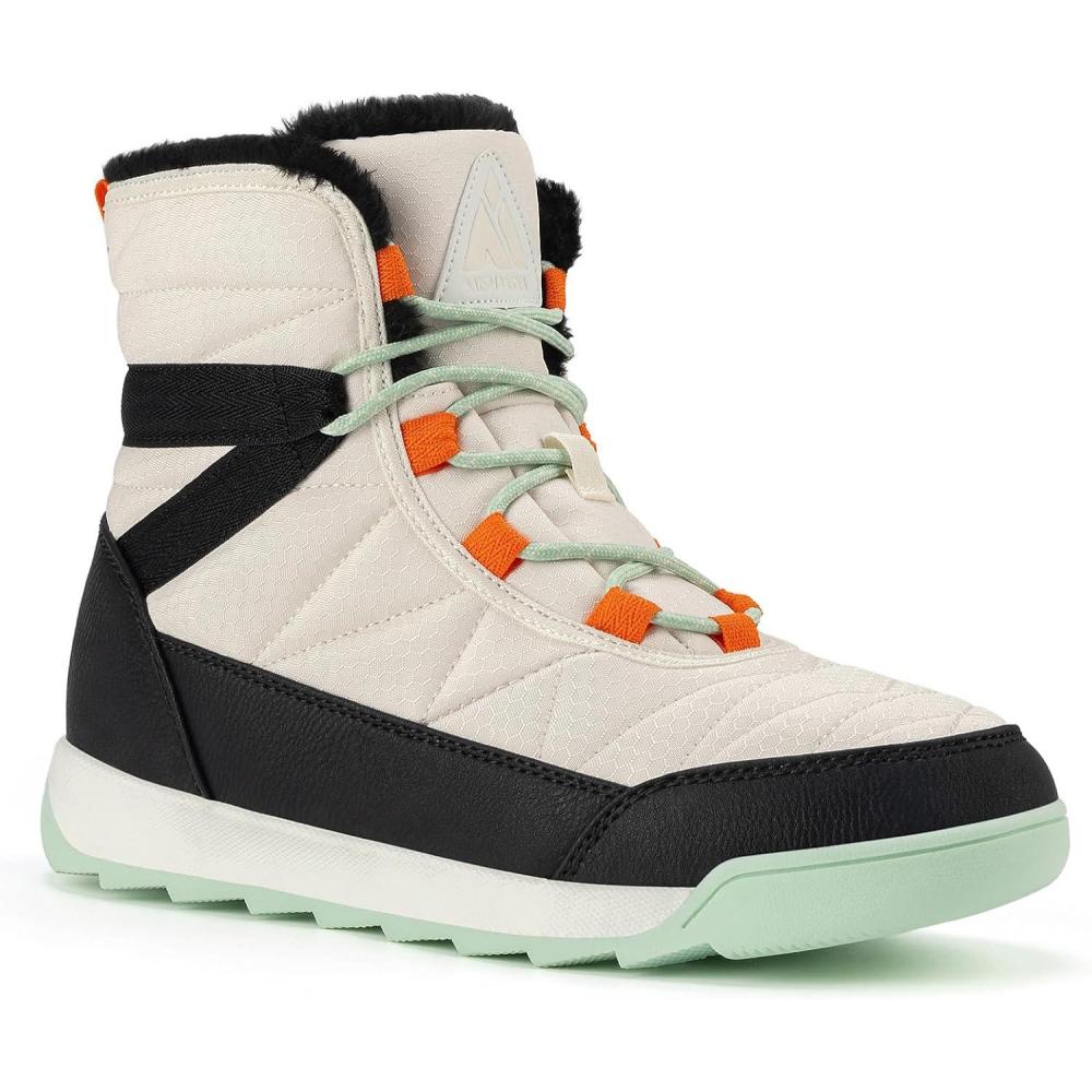 image:imageMishansha Femme Bottes Hiver Bottines Fourre Chaude Bottes de Neige Antidrapante Chaussure Neige BootsBlanc Cass
