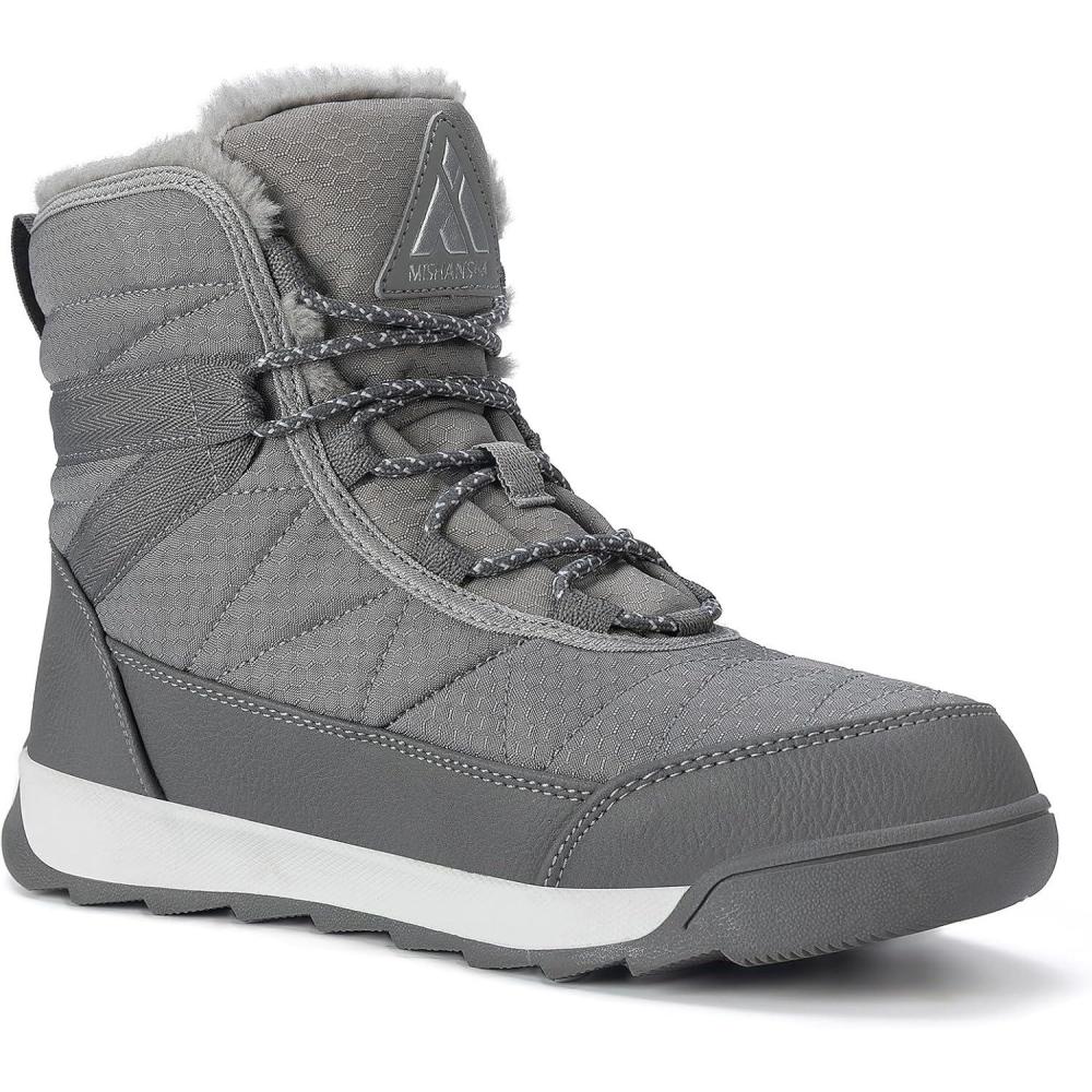 image:imageMishansha Femme Bottes Hiver Bottines Fourre Chaude Bottes de Neige Antidrapante Chaussure Neige BootsGris