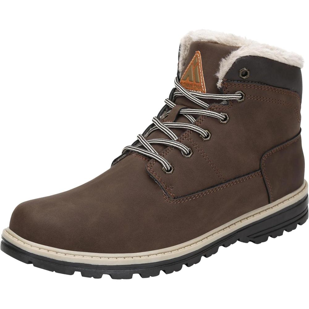 image:imageMishansha Homme Femme Bottes Hiver Randonne Chaussures Bottes de Neige Chaudes Fourrure Bottine GR3648Marron Fonc