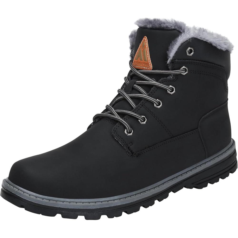 image:imageMishansha Homme Femme Bottes Hiver Randonne Chaussures Bottes de Neige Chaudes Fourrure Bottine GR3648Noir Fonc