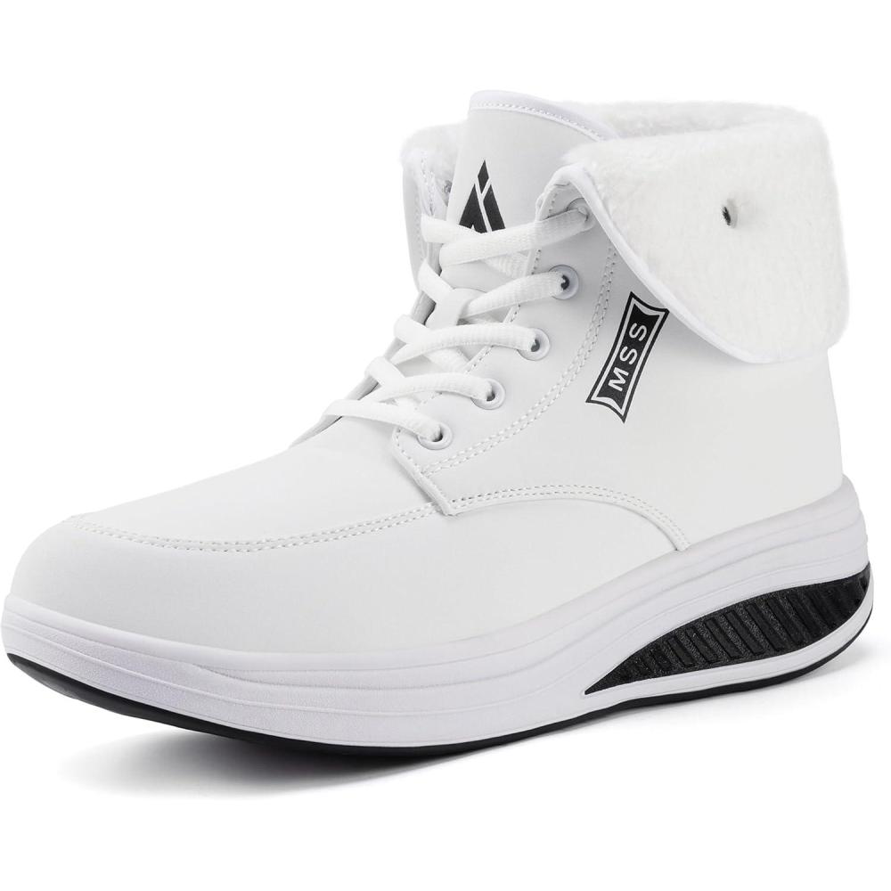 image:imageMishansha Impermables Bottes de Neige Femme Chaussures Chaudes Hiver Antidrapantes Bottines Gr3642Blanc Chaud
