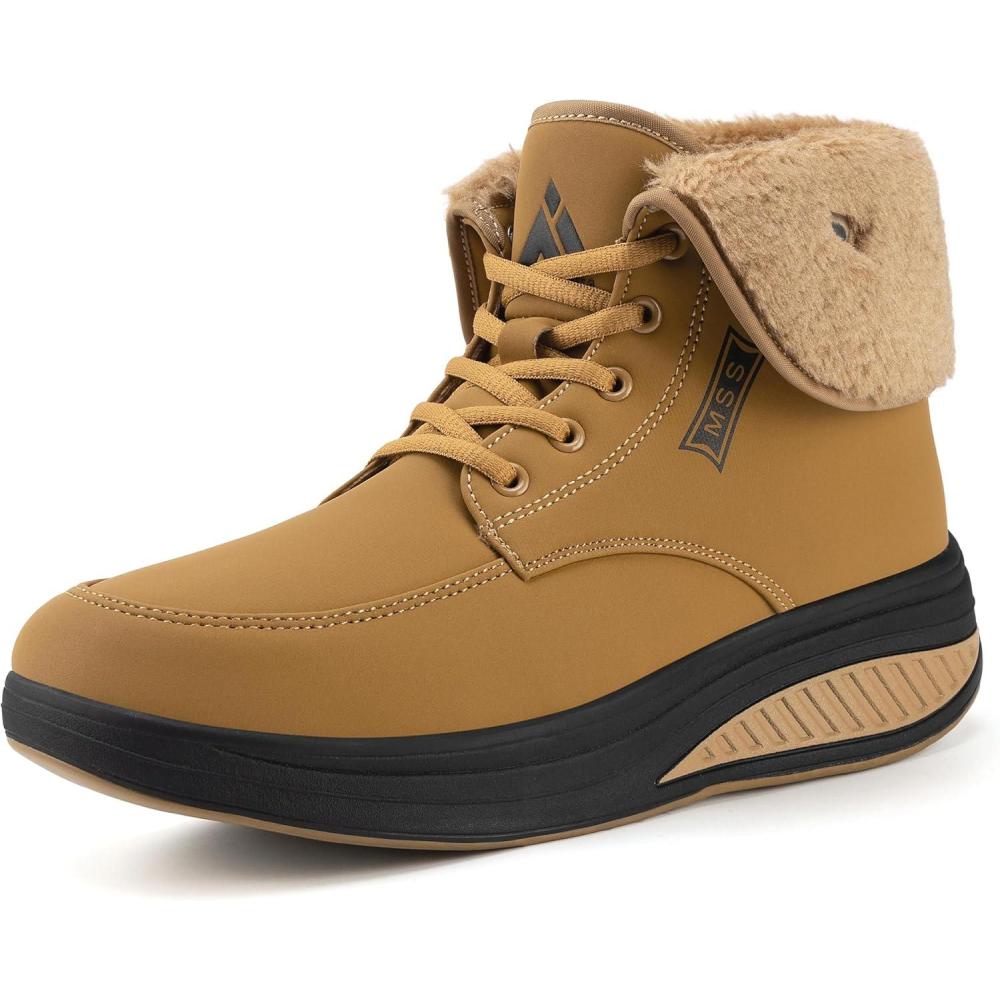 image:imageMishansha Impermables Bottes de Neige Femme Chaussures Chaudes Hiver Antidrapantes Bottines Gr3642Jaune Chaud