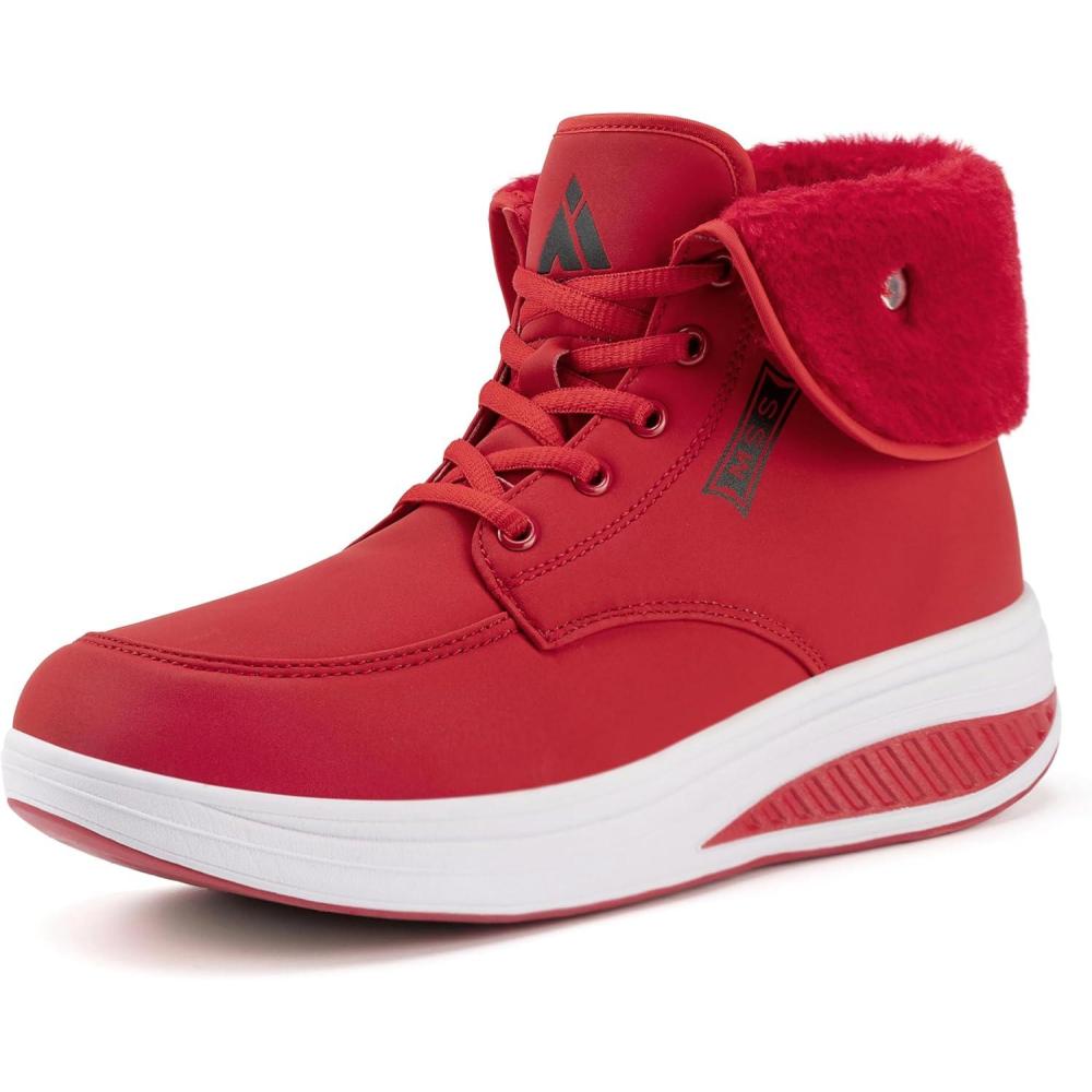 image:imageMishansha Impermables Bottes de Neige Femme Chaussures Chaudes Hiver Antidrapantes Bottines Gr3642Rouge Chaud