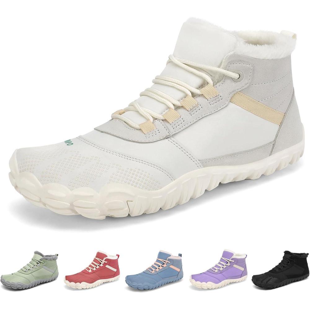 image:imageSAGUARO Barefoot Bottes Femme Hiver Chaussure Minimaliste Fourres Bote Orteils Large amp Semelle Drop Zro Chaussures Chaudes Gr3642Beige