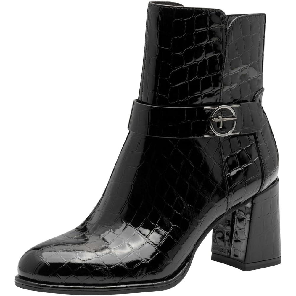 image:imageTamaris Femme Damen Boot Heel 12533745 BottineBlack Croco