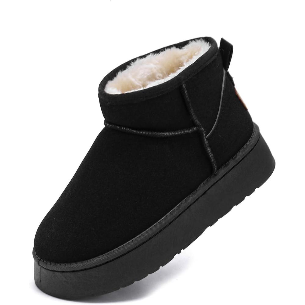 image:imageYUHITYGZGS Bottines femme hiver Chaude Confortables Antidrapant Fourres Impermables Bottes De Neige Australien Classiques Bottines Fourres Chaussons Chaussettes Boots pour LextrieurNoir