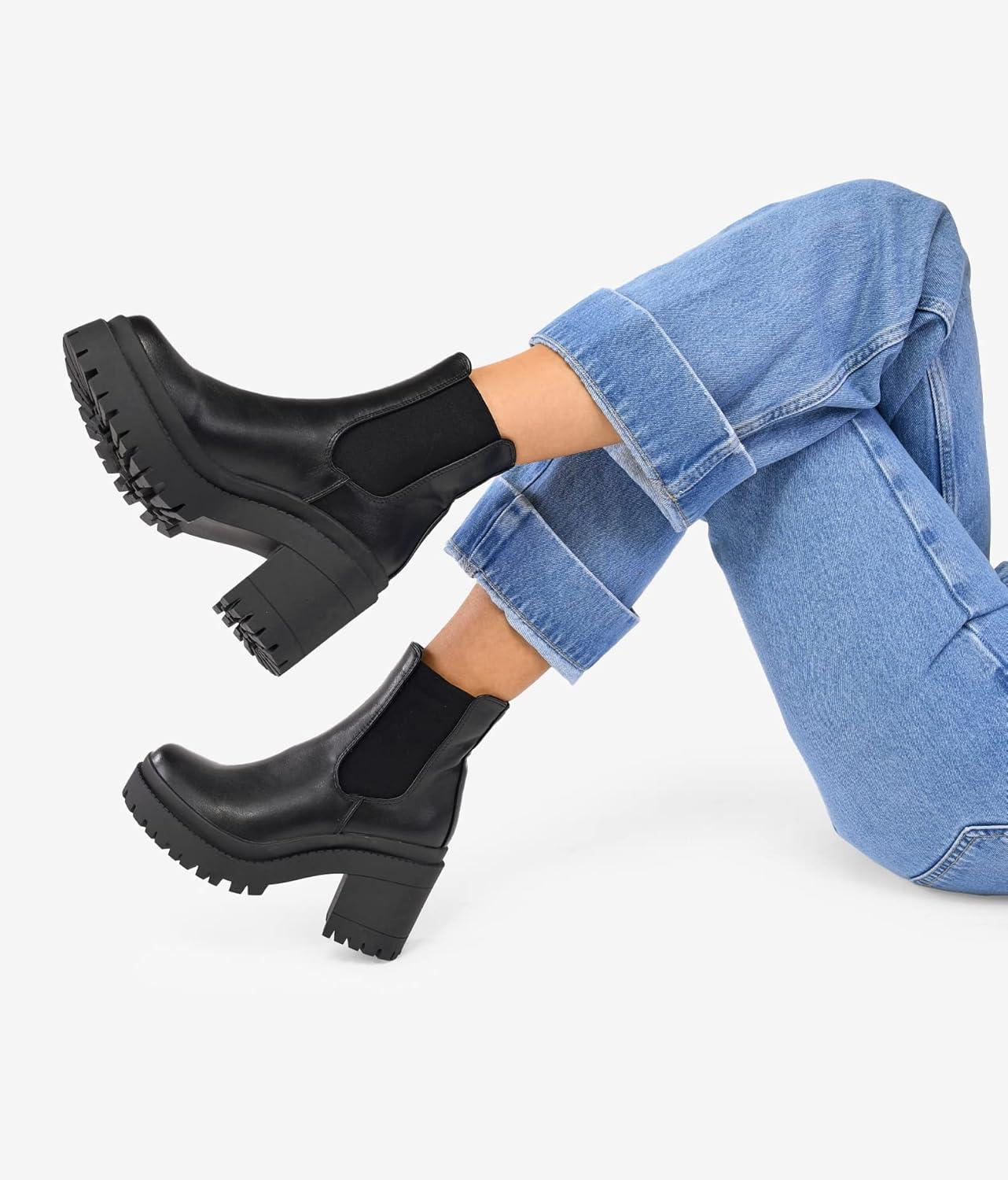 image:imageBOSANOVA Bottines avec lastiques latraux et semelle de forme avec talon Sans fermeture Chaussures pour femme Noir 40 EU