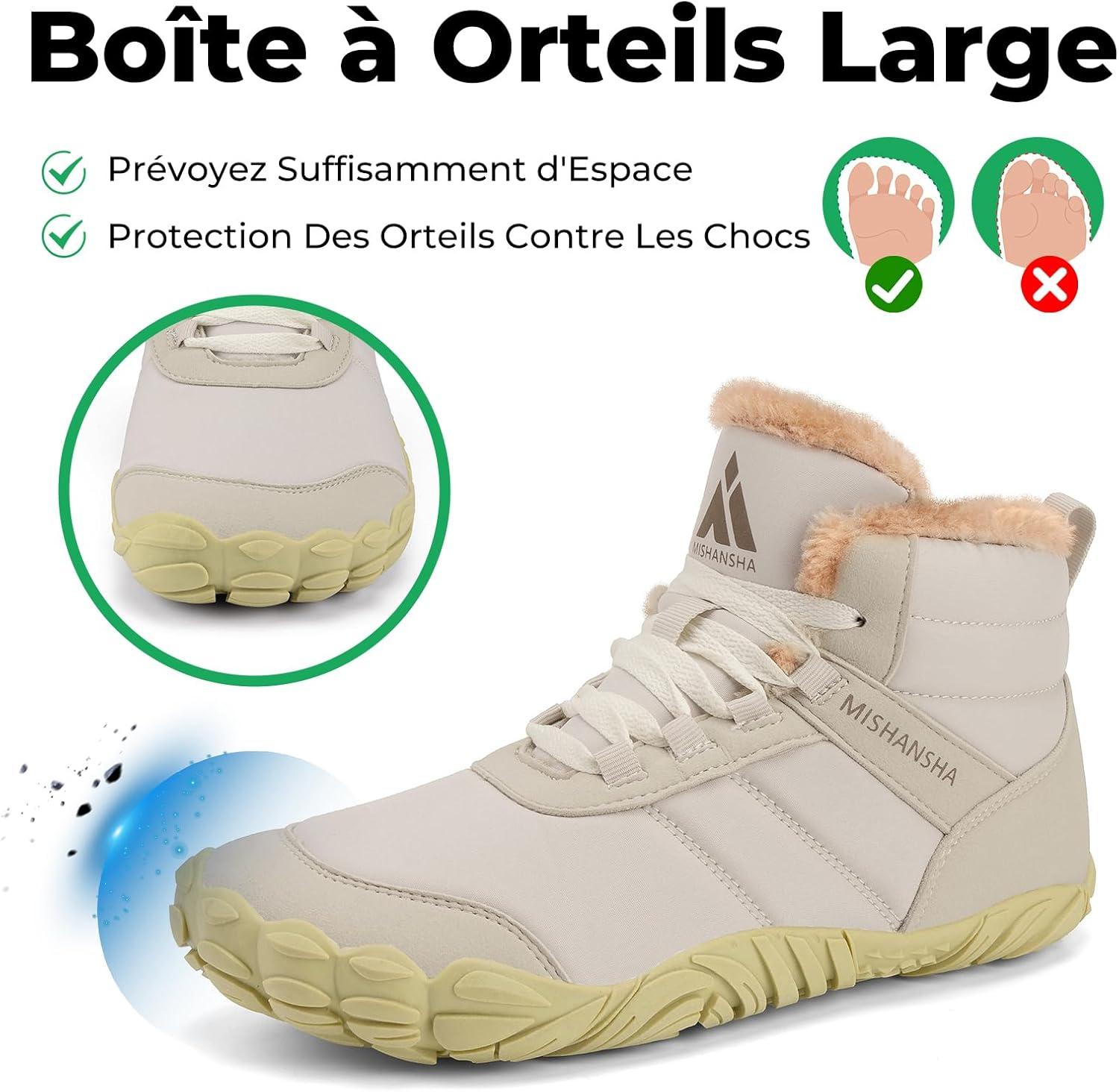 image:imageMishansha Chaussure Hiver Bottes de Neige pour Homme Femme Chaude Fourres Rsistant lEau Gr3648Abricot