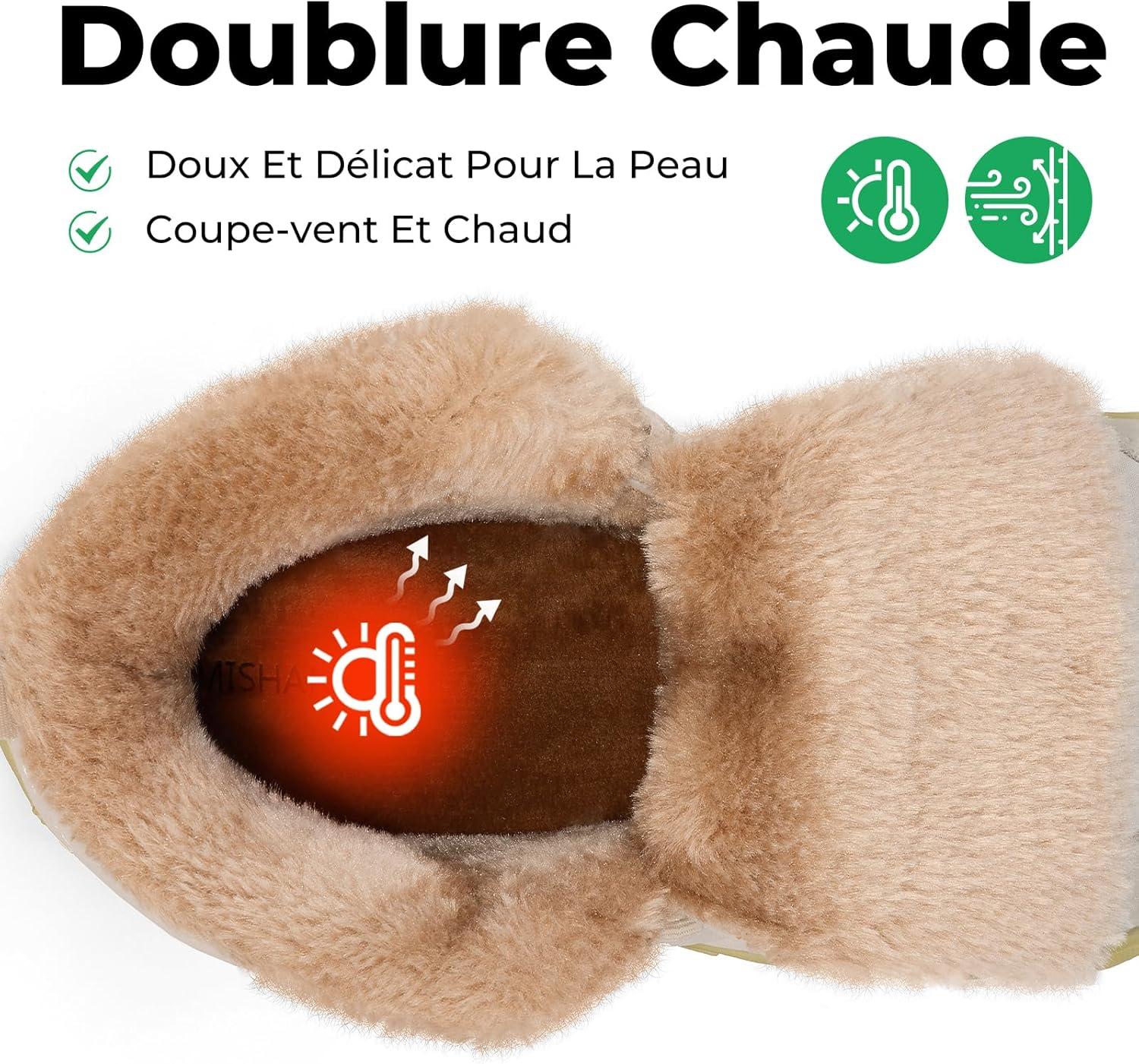 image:imageMishansha Chaussure Hiver Bottes de Neige pour Homme Femme Chaude Fourres Rsistant lEau Gr3648Abricot