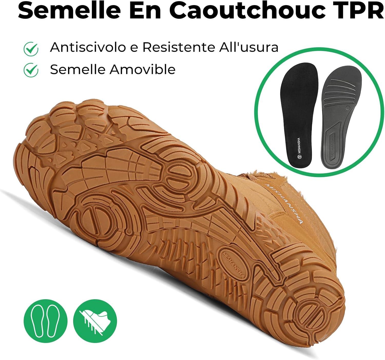 image:imageMishansha Chaussure Hiver Bottes de Neige pour Homme Femme Chaude Fourres Rsistant lEau Gr3648Marron