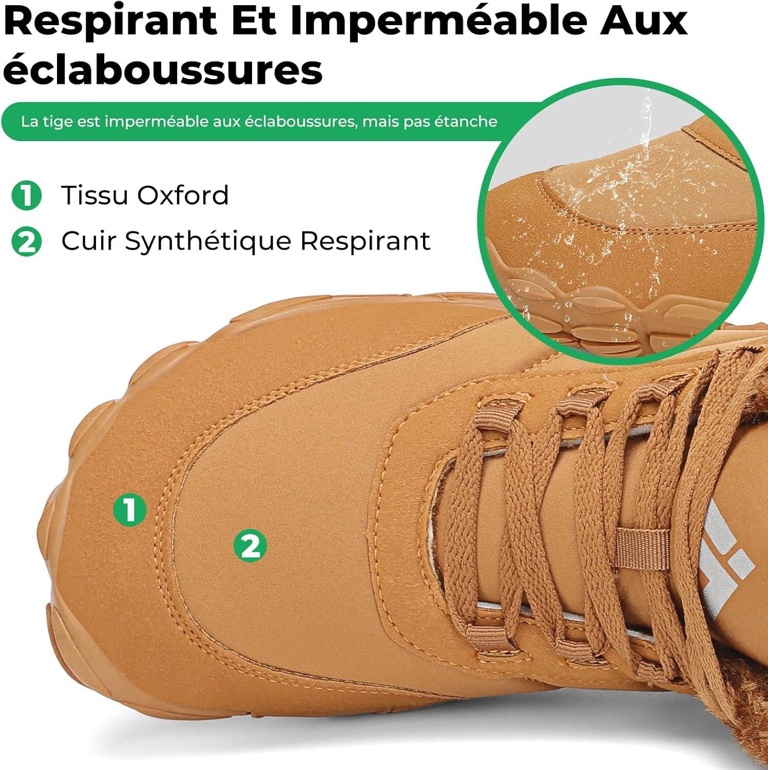 image:imageMishansha Chaussure Hiver Bottes de Neige pour Homme Femme Chaude Fourres Rsistant lEau Gr3648Marron