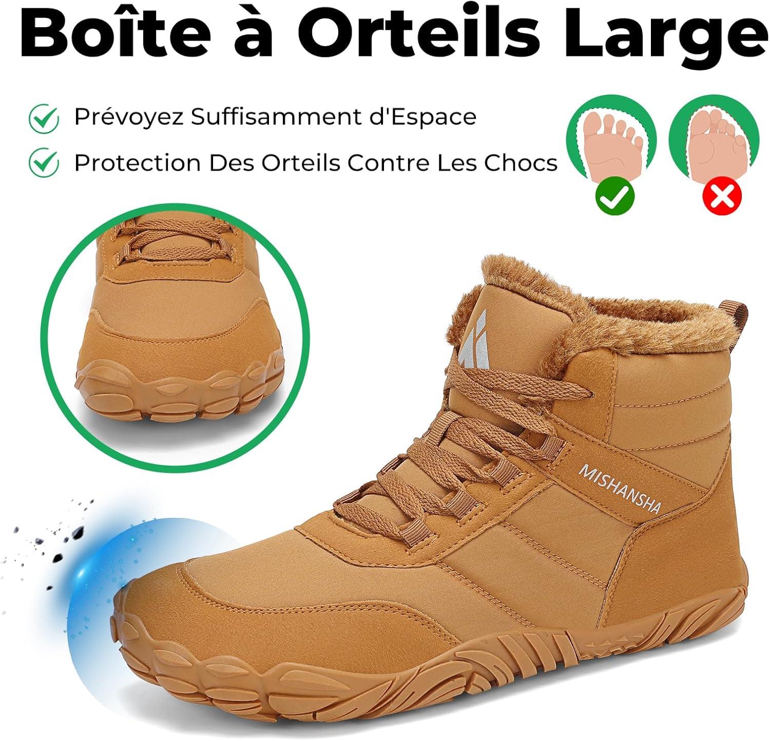 image:imageMishansha Chaussure Hiver Bottes de Neige pour Homme Femme Chaude Fourres Rsistant lEau Gr3648Marron