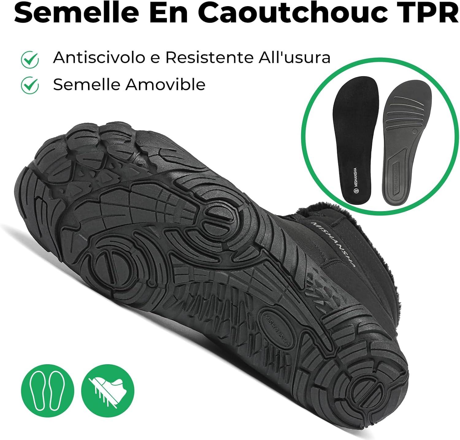 image:imageMishansha Chaussure Hiver Bottes de Neige pour Homme Femme Chaude Fourres Rsistant lEau Gr3648Noir