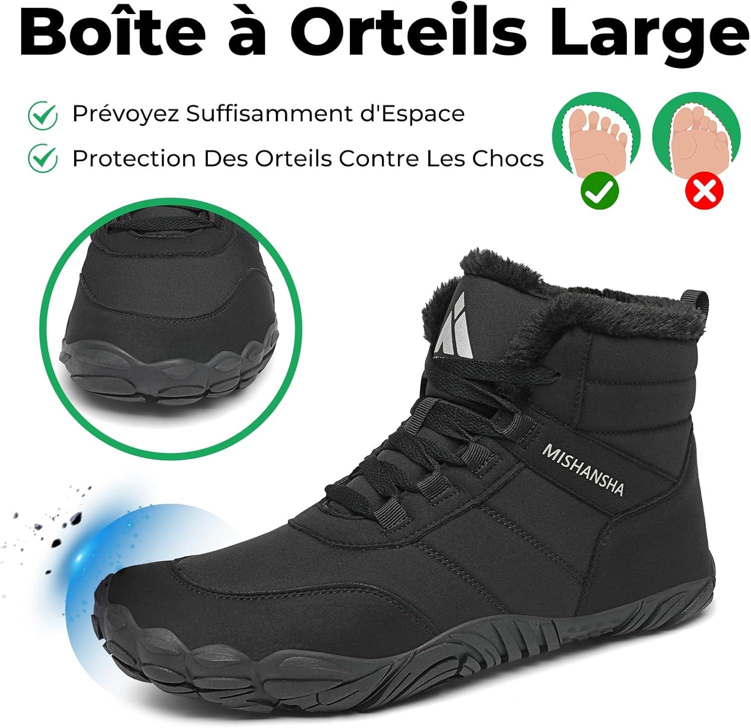 image:imageMishansha Chaussure Hiver Bottes de Neige pour Homme Femme Chaude Fourres Rsistant lEau Gr3648Noir