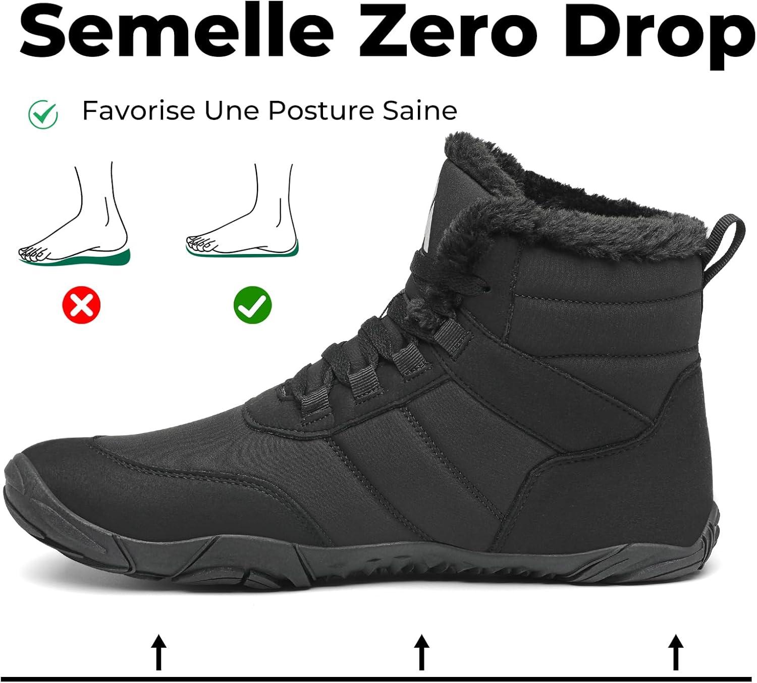image:imageMishansha Chaussure Hiver Bottes de Neige pour Homme Femme Chaude Fourres Rsistant lEau Gr3648Noir