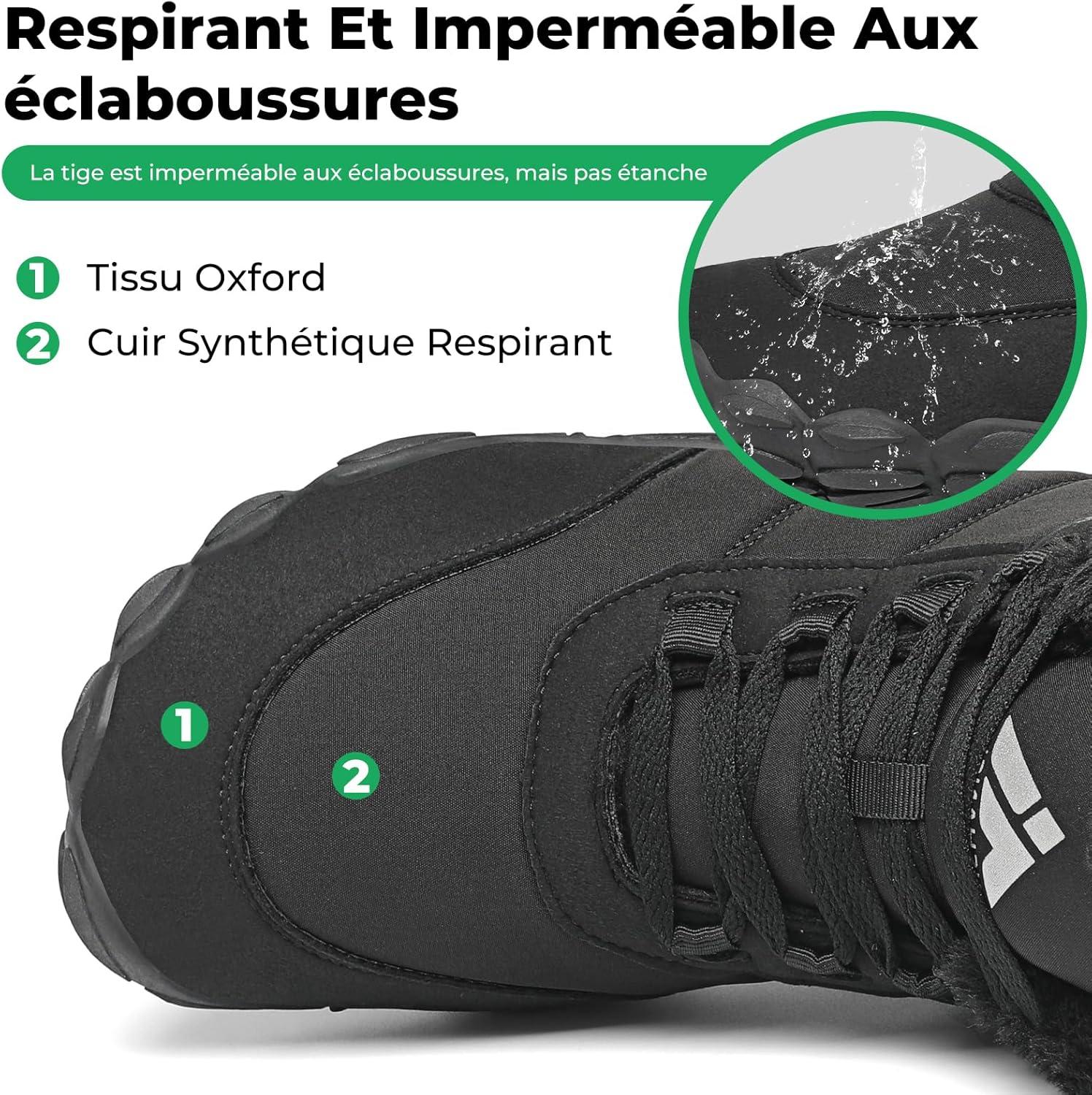 image:imageMishansha Chaussure Hiver Bottes de Neige pour Homme Femme Chaude Fourres Rsistant lEau Gr3648Noir