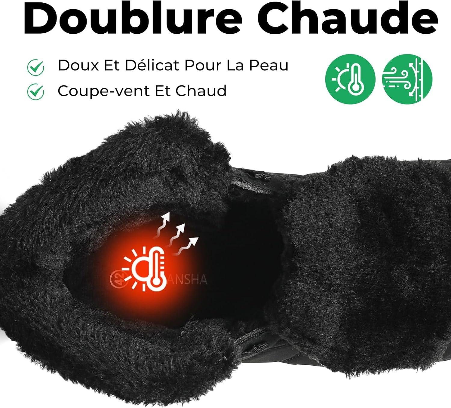 image:imageMishansha Chaussure Hiver Bottes de Neige pour Homme Femme Chaude Fourres Rsistant lEau Gr3648Noir