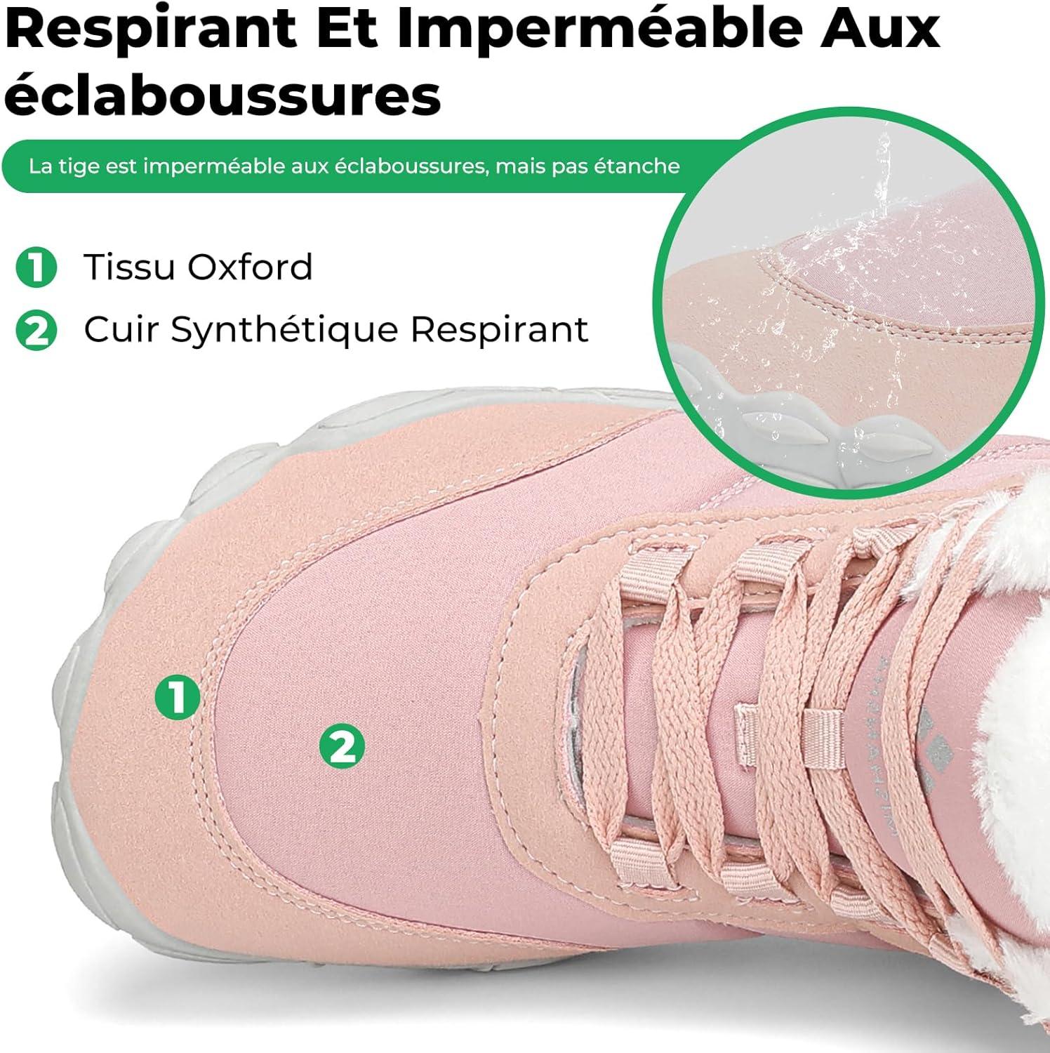 image:imageMishansha Chaussure Hiver Bottes de Neige pour Homme Femme Chaude Fourres Rsistant lEau Gr3648Rose