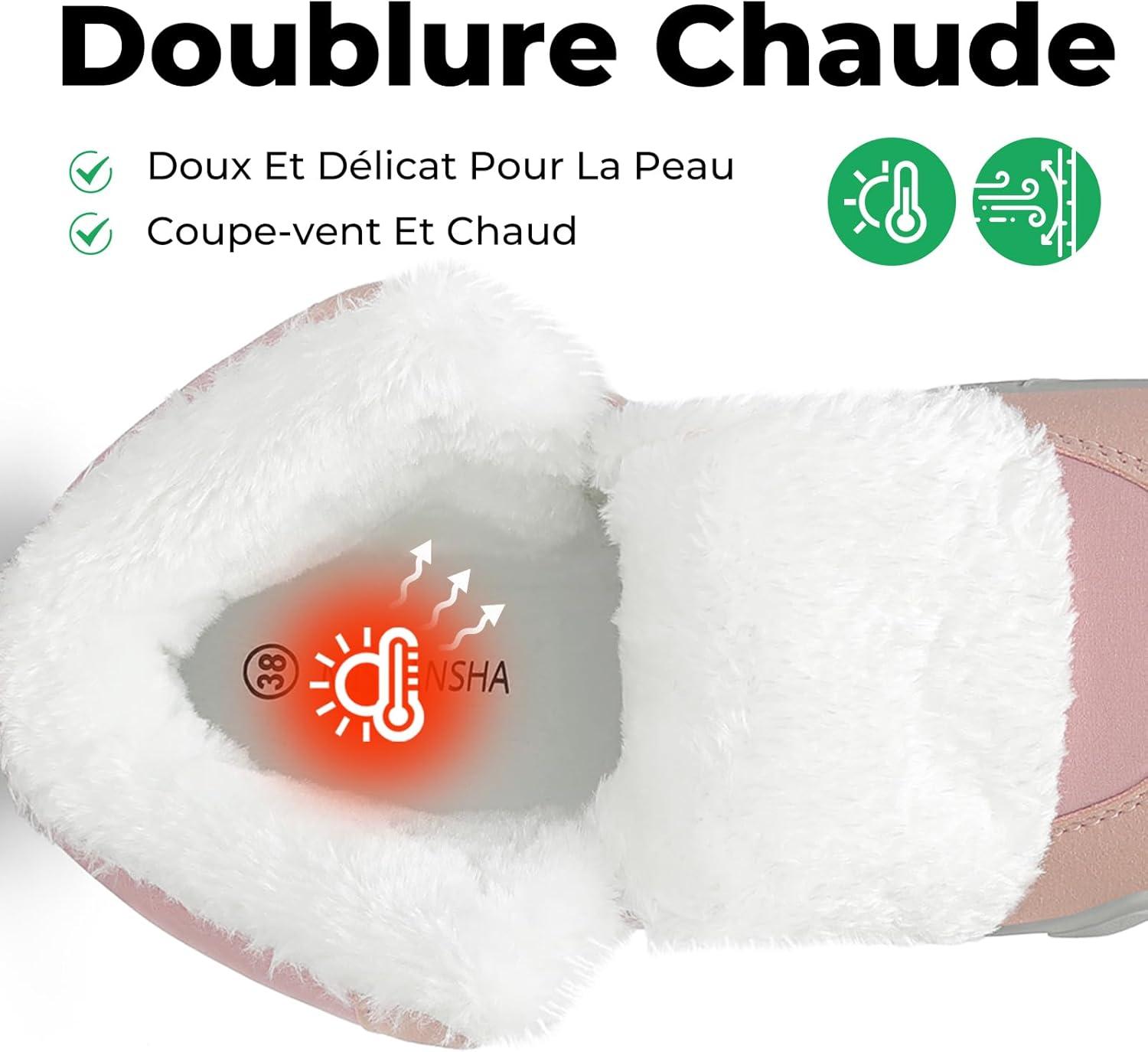 image:imageMishansha Chaussure Hiver Bottes de Neige pour Homme Femme Chaude Fourres Rsistant lEau Gr3648Rose