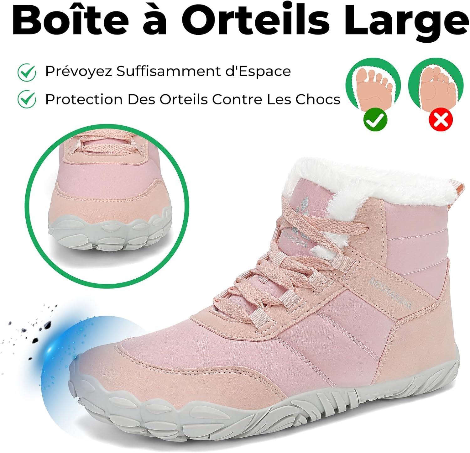 image:imageMishansha Chaussure Hiver Bottes de Neige pour Homme Femme Chaude Fourres Rsistant lEau Gr3648Rose