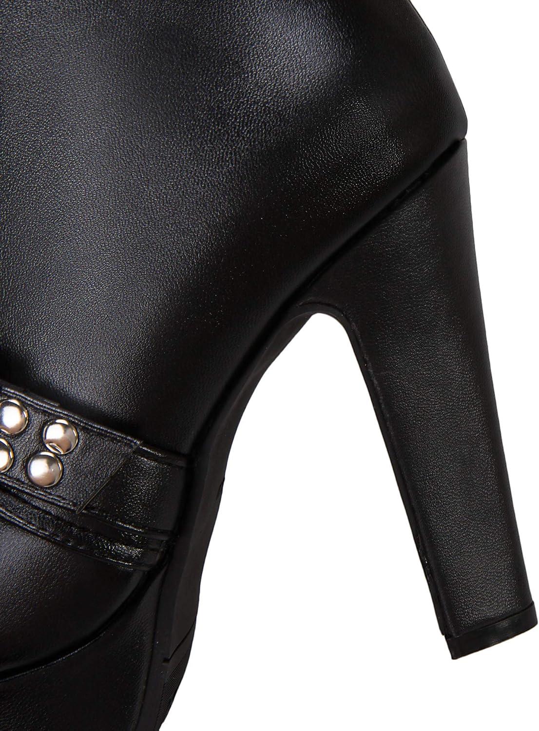 image:imageZ39961 Chaussures lacets et fermeture clair talon haut et bout rond pour femmeNoir