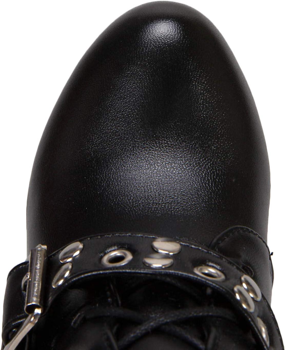 image:imageZ39961 Chaussures lacets et fermeture clair talon haut et bout rond pour femmeNoir