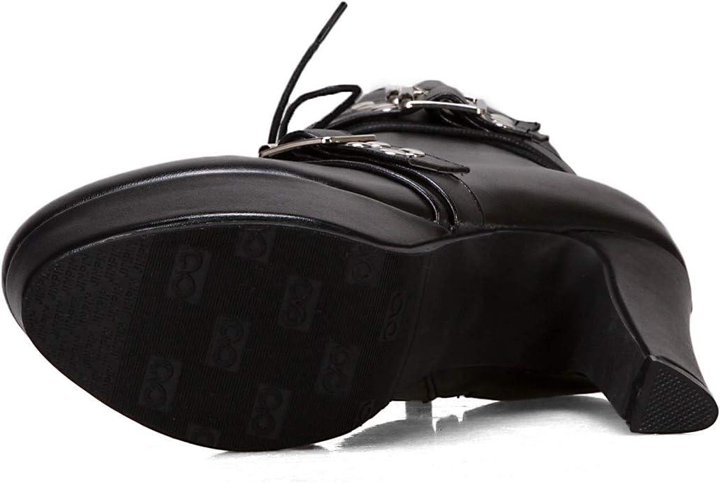 image:imageZ39961 Chaussures lacets et fermeture clair talon haut et bout rond pour femmeNoir