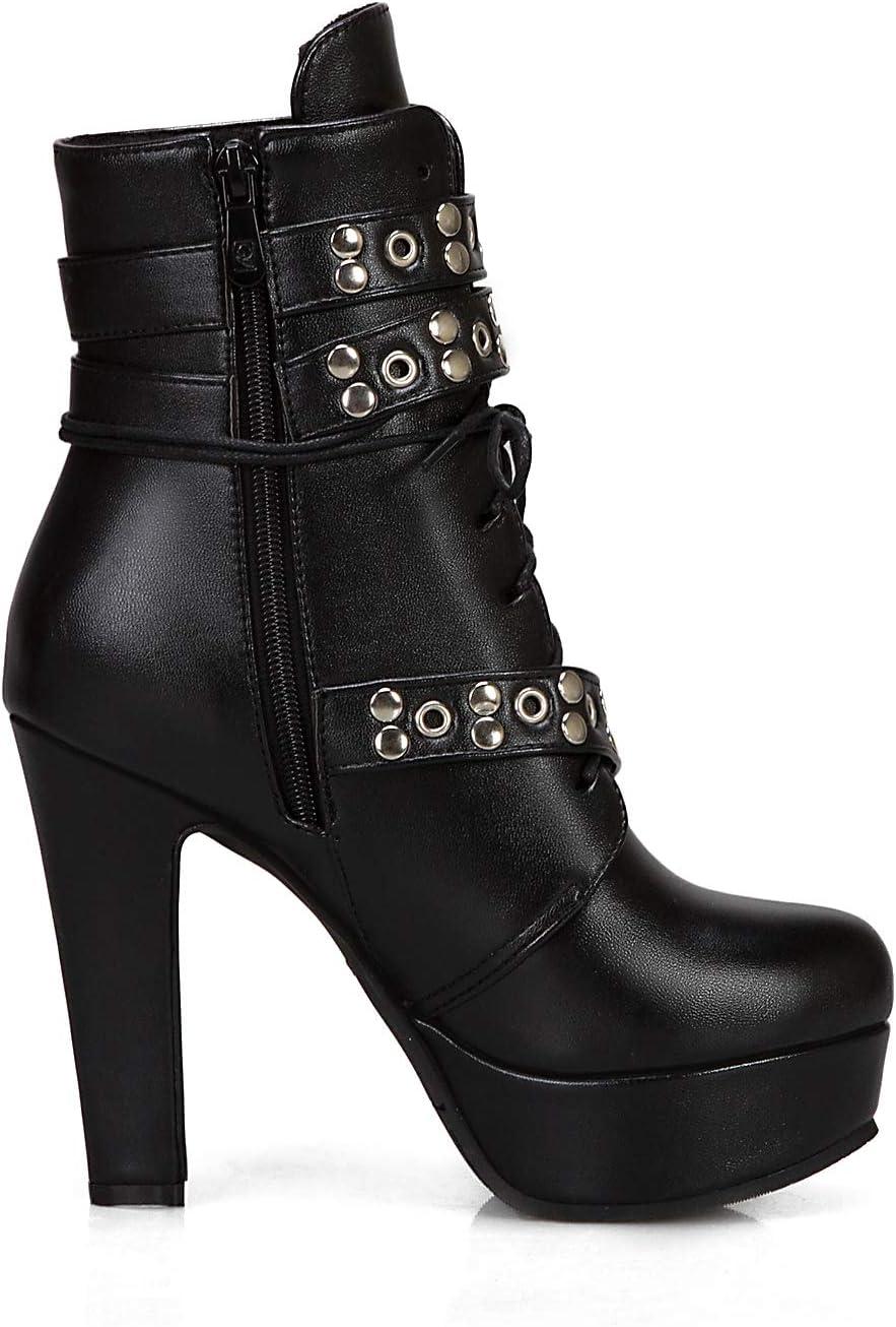 image:imageZ39961 Chaussures lacets et fermeture clair talon haut et bout rond pour femmeNoir