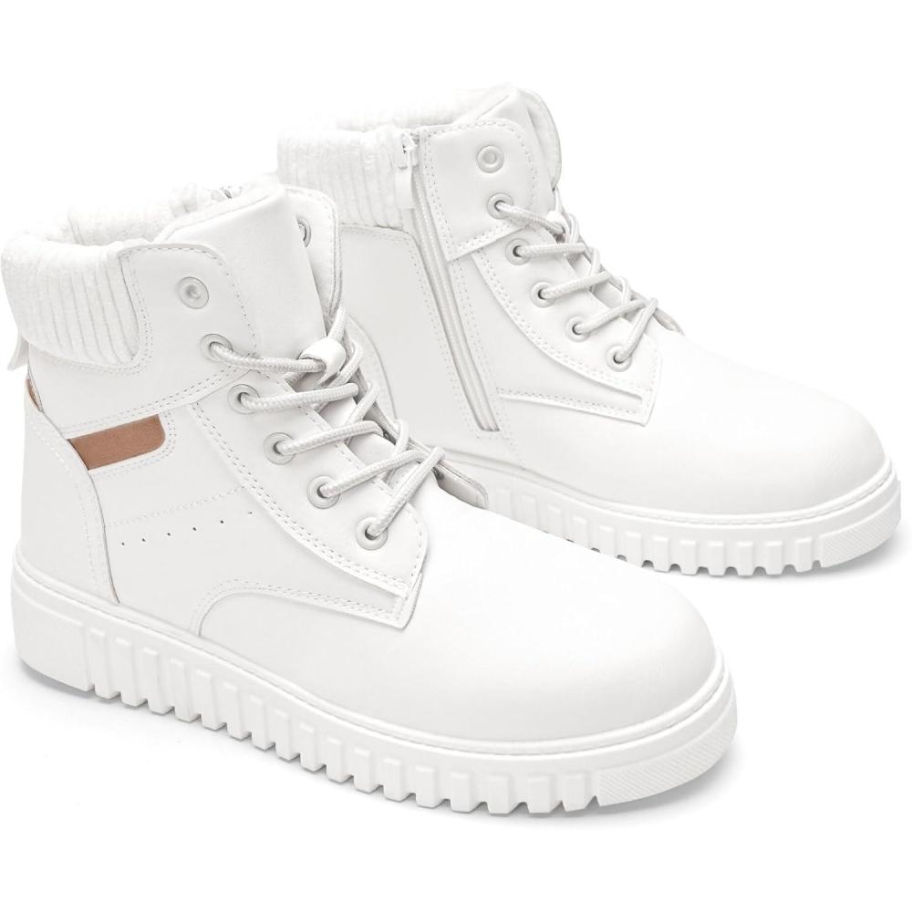 image:imageGLAMORA Bottines dhiver pour femme impermables et thermiques avec semelle antidrapante et doublure chaude en fourrure confortables et lgres idales pour la ville le travail ou les activits deBlanc