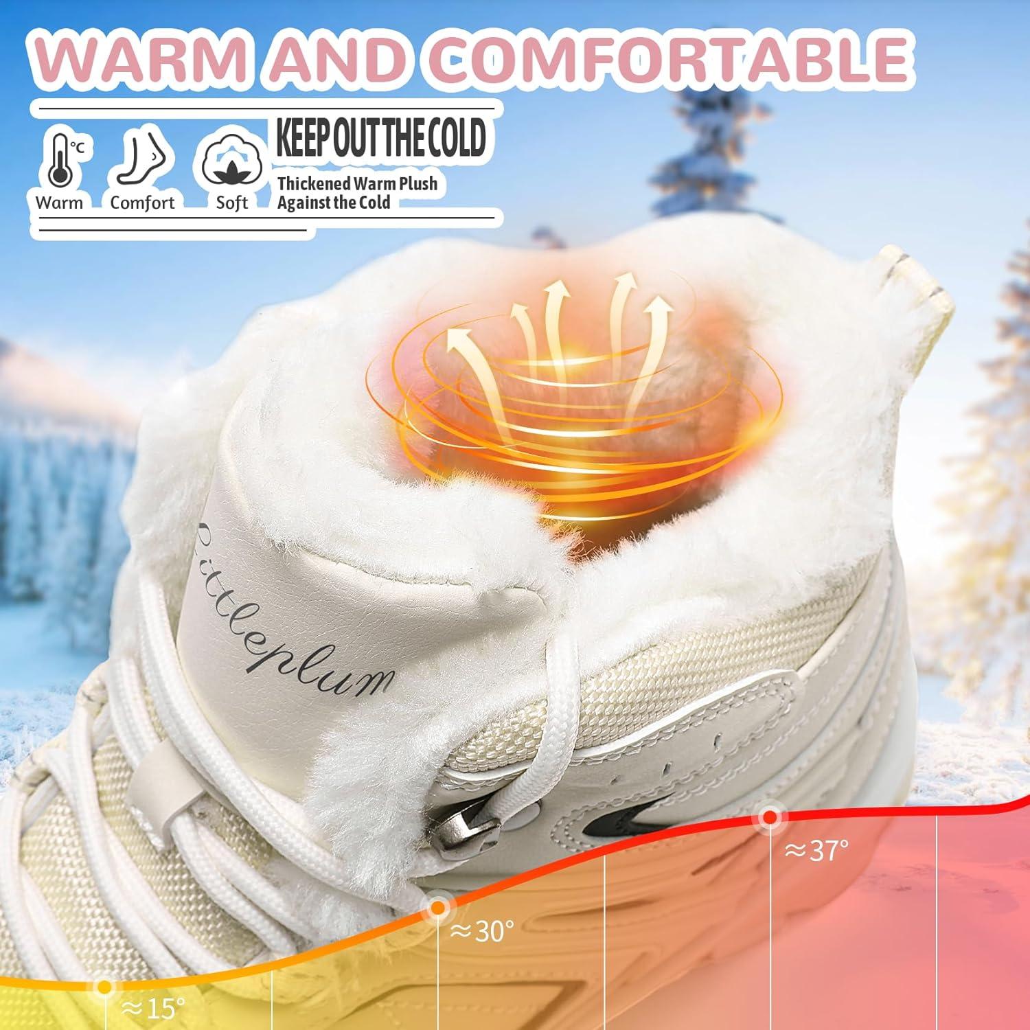 image:imageASHION Bottes Femme Chaussures Coton Bottines Hiver trekking Bottes de NeigeBlanc Cass