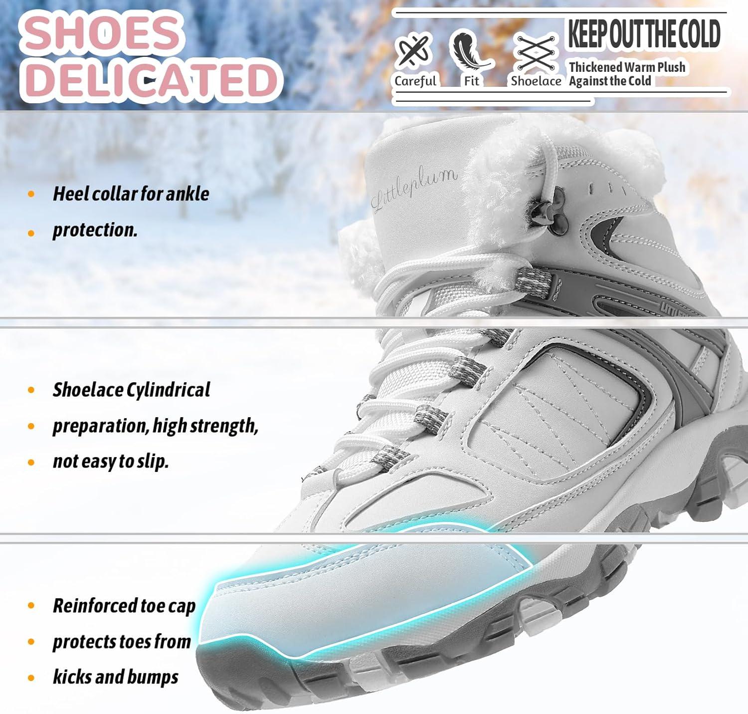 image:imageASHION Bottes Femme Chaussures Coton Bottines Hiver trekking Bottes de NeigeGris