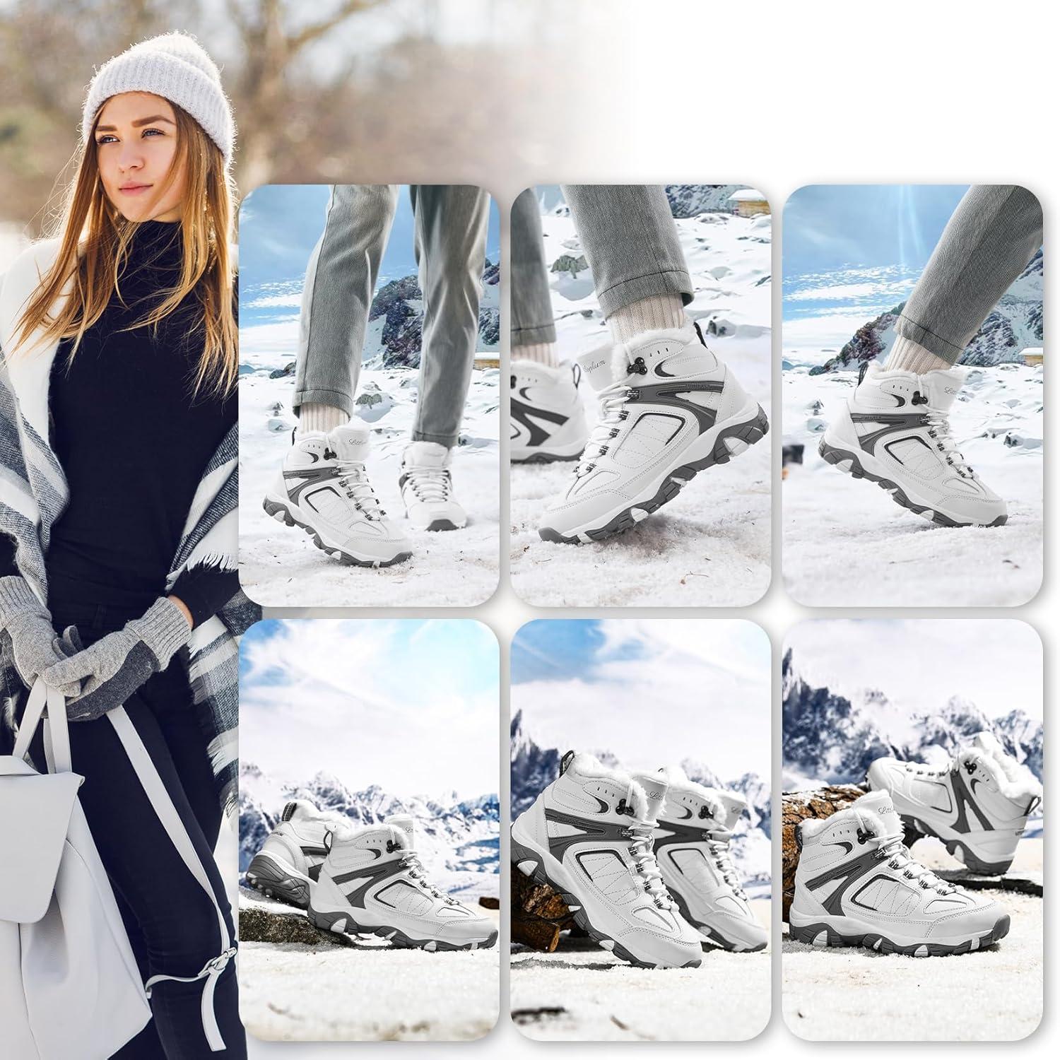 image:imageASHION Bottes Femme Chaussures Coton Bottines Hiver trekking Bottes de NeigeGris