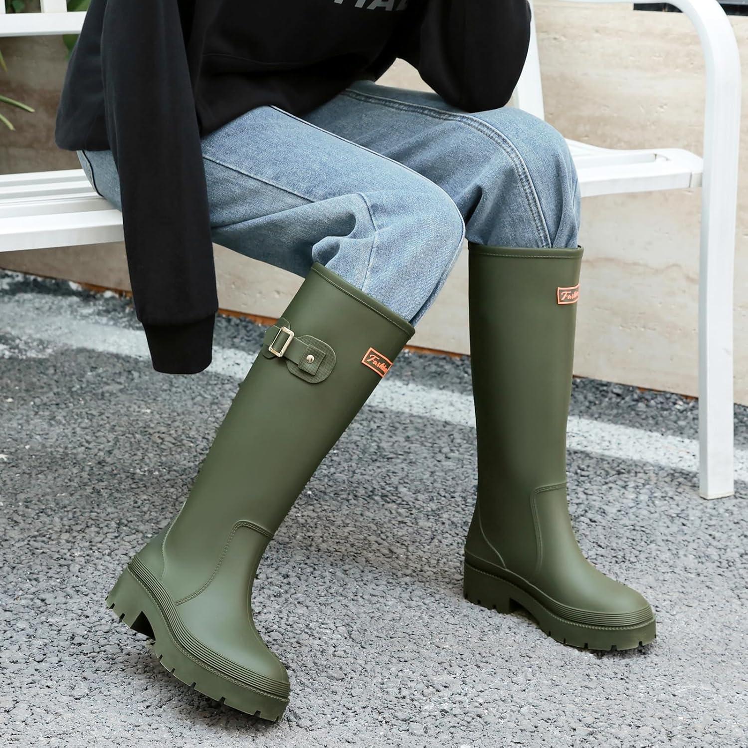 image:imageBottes Impermeable De Pluie Femme Confortable Caoutchouc Jardin Bottines Chaussures Pour LExtRieurVert