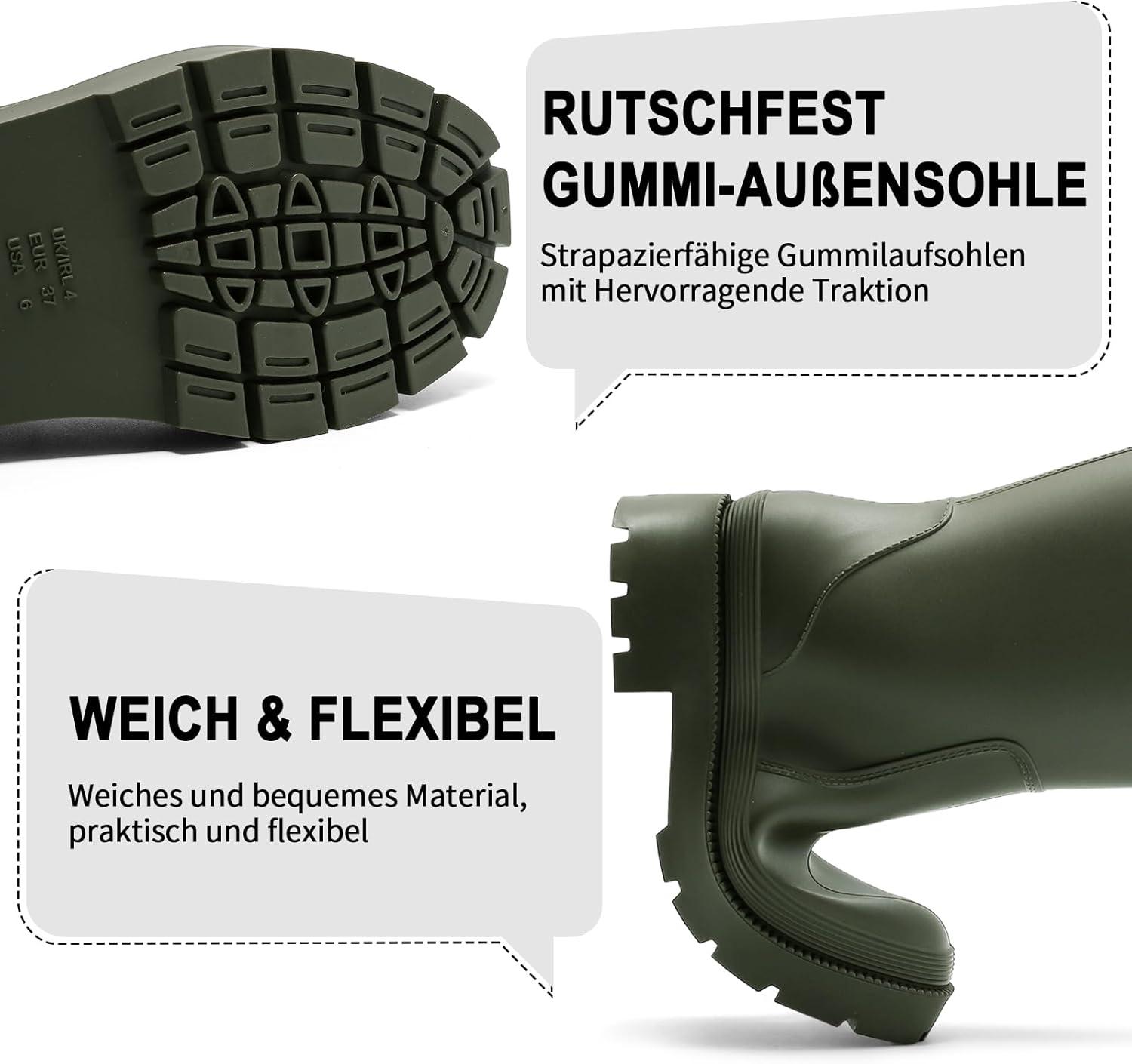 image:imageBottes Impermeable De Pluie Femme Confortable Caoutchouc Jardin Bottines Chaussures Pour LExtRieurVert