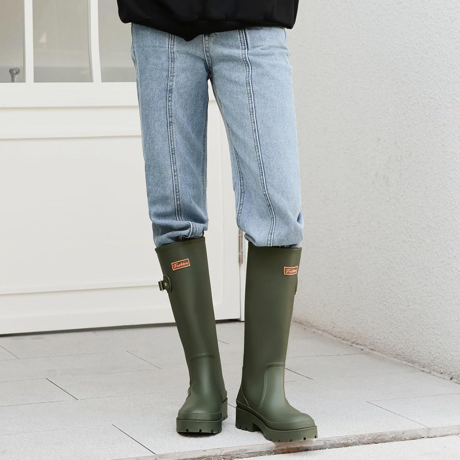 image:imageBottes Impermeable De Pluie Femme Confortable Caoutchouc Jardin Bottines Chaussures Pour LExtRieurVert