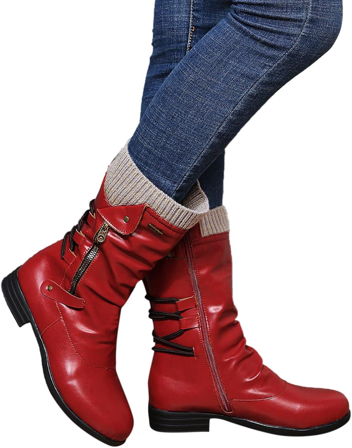 image:imageBottes Plateforme MiMollet pour Femme Bout Rond Bottines Femme Plates Cuir 2025 Nouveau Bottine Couleur Unie Dcontract Botte Automne Hiver Chic Boot Mi Mollet Chaussure Y2K Chaussures BotteA