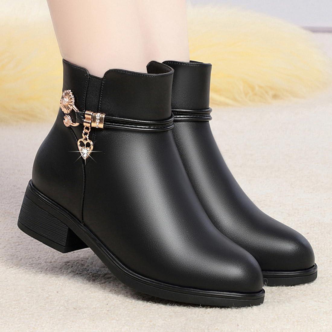 image:imageBottes dhiver bottines pour femmes bottes doubles chaudes bottes plateforme cuir bottes de neige impermables chaussures de marche en plein air baskets bottes dhiver confortablesNoir