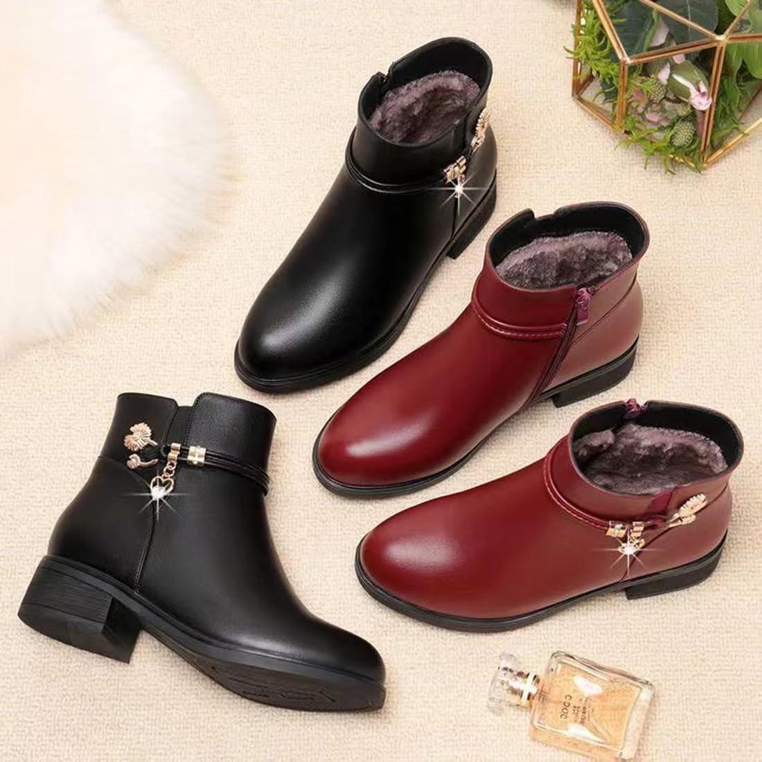 image:imageBottes dhiver bottines pour femmes bottes doubles chaudes bottes plateforme cuir bottes de neige impermables chaussures de marche en plein air baskets bottes dhiver confortablesNoir