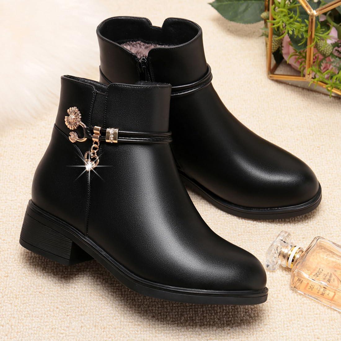 image:imageBottes dhiver bottines pour femmes bottes doubles chaudes bottes plateforme cuir bottes de neige impermables chaussures de marche en plein air baskets bottes dhiver confortablesNoir