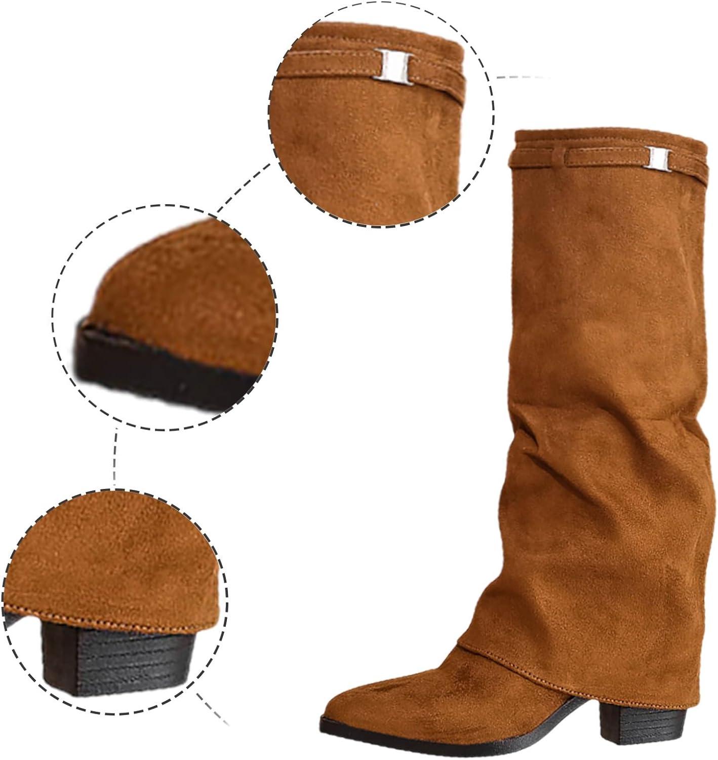 image:imageBottes mimollet pour femmes bottes tendance en daim boucle bout pointu bottes hautes genou bottines talons confortables pour lautomne et lhiver vtements dextrieur dcontractsBrun