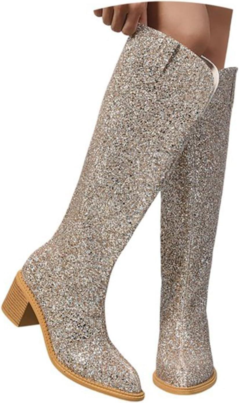 image:imageBottines paillettes pour femme avec strass et talons pais avec fermeture clair latrale bout rond talon bloc bas court habill confortable dcontractOr Haut