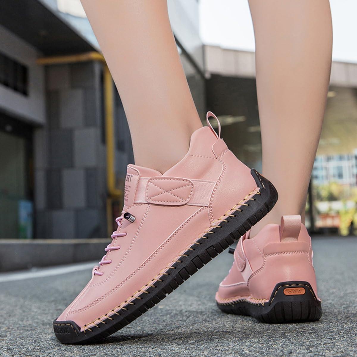 image:imageBottines orthopdiques pour femme en cuir impermables enfiler lgres pour la marche la randonne le camping la conduiteAbricot