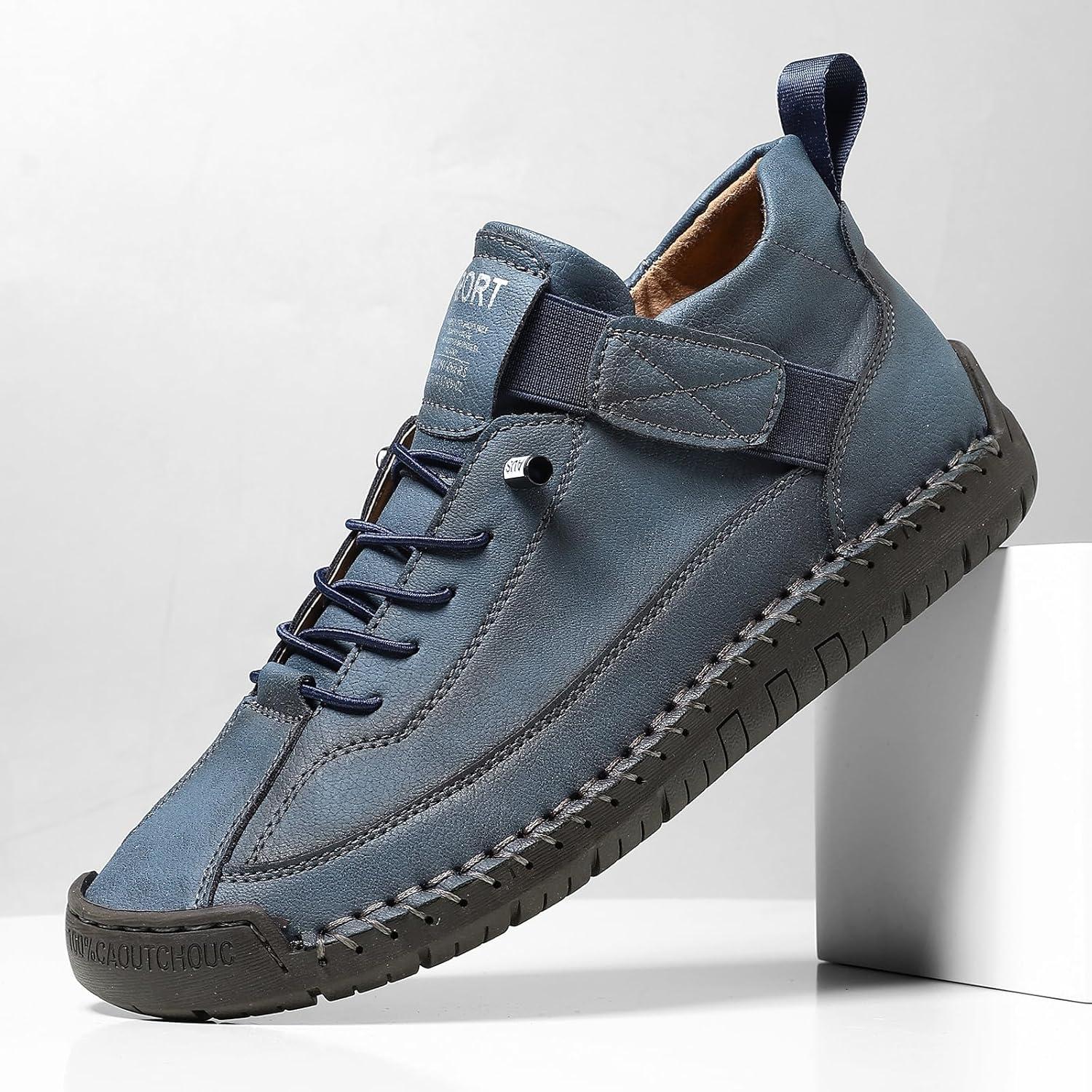 image:imageBottines orthopdiques pour femme en cuir impermables enfiler lgres pour la marche la randonne le camping la conduiteBleu